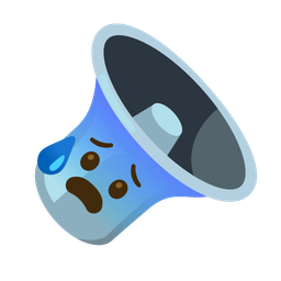 speaker low volume and anxious face with sweat