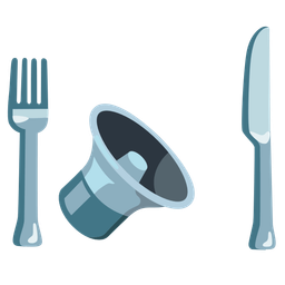 speaker low volume and fork and knife with plate