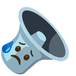 speaker low volume and sad but relieved face