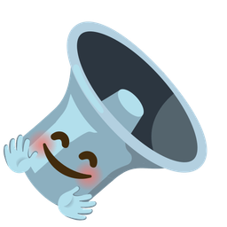 Speaker low volume and Smiling face with open hands