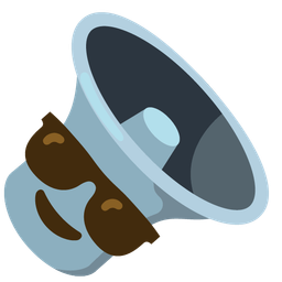 speaker low volume and smiling face with sunglasses