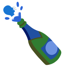 speaking head and bottle with popping cork
