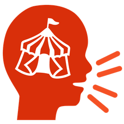 speaking head and circus tent