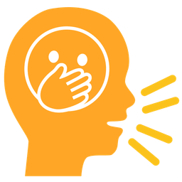 speaking head and face with open eyes and hand over mouth