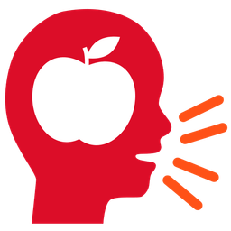 speaking head and red apple