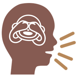 speaking head and see-no-evil monkey