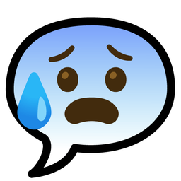 speech balloon and anxious face with sweat