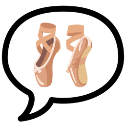 speech balloon and ballet shoes