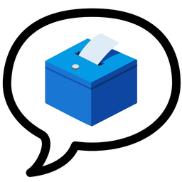 speech balloon and ballot box with ballot