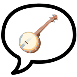 speech balloon and banjo