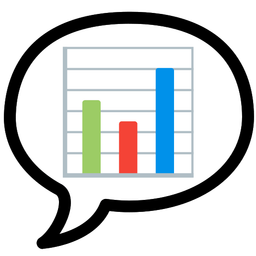 speech balloon and bar chart