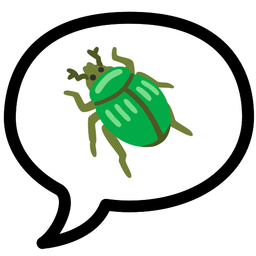 speech balloon and beetle