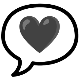 speech balloon and black heart