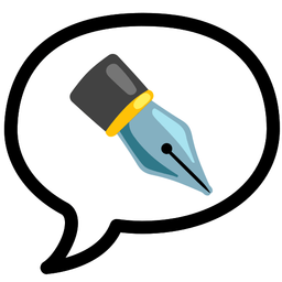 speech balloon and black nib