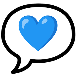 speech balloon and blue heart