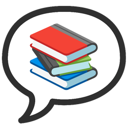 speech balloon and books