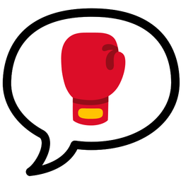 speech balloon and boxing glove
