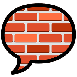 speech balloon and brick