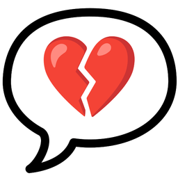 speech balloon and broken heart
