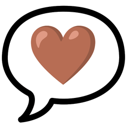 speech balloon and brown heart