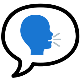 speech balloon and busts in silhouette