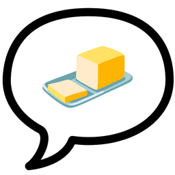 speech balloon and butter