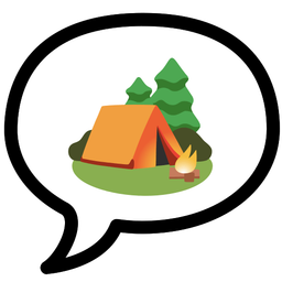 speech balloon and camping