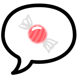 speech balloon and candy
