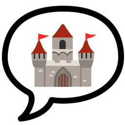speech balloon and castle