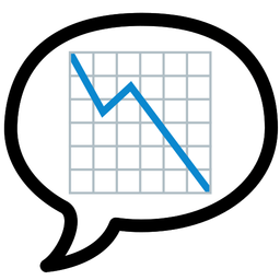 speech balloon and chart decreasing