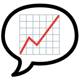 speech balloon and chart increasing