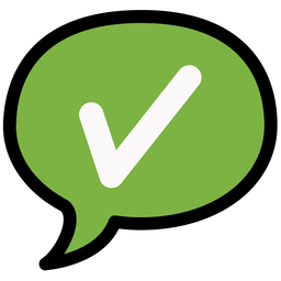 speech balloon and check mark button