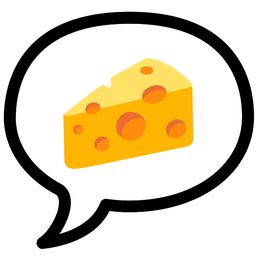 speech balloon and cheese wedge