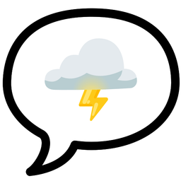speech balloon and cloud with lightning