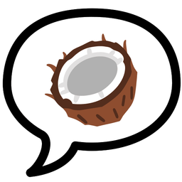 speech balloon and coconut