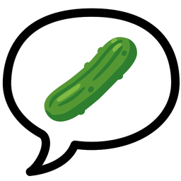 speech balloon and cucumber