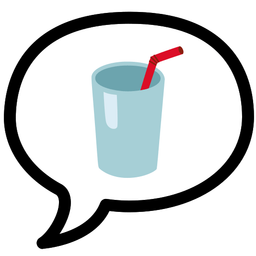 speech balloon and cup with straw