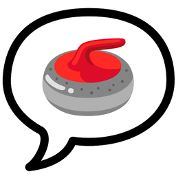 speech balloon and curling stone