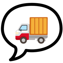 speech balloon and delivery truck