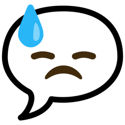 speech balloon and downcast face with sweat