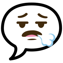 speech balloon and face exhaling