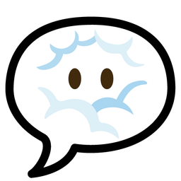 speech balloon and face in clouds