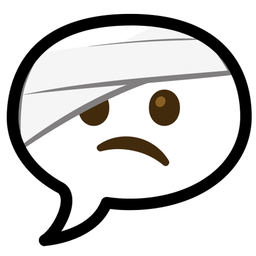 speech balloon and face with head-bandage
