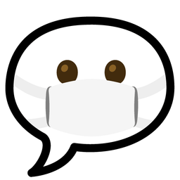 speech balloon and face with medical mask