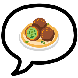 speech balloon and falafel