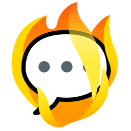 speech balloon and fire