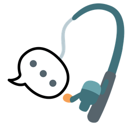 speech balloon and fishing pole