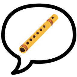 speech balloon and flute