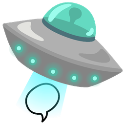 speech balloon and flying saucer