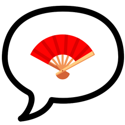 speech balloon and folding hand fan